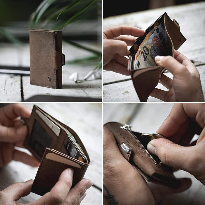 DONBOLSO Wallet NextGen Leder I Slim Wallet mit Münzfach I Geldbeutel mit RFID Schutz I Kartenetui b