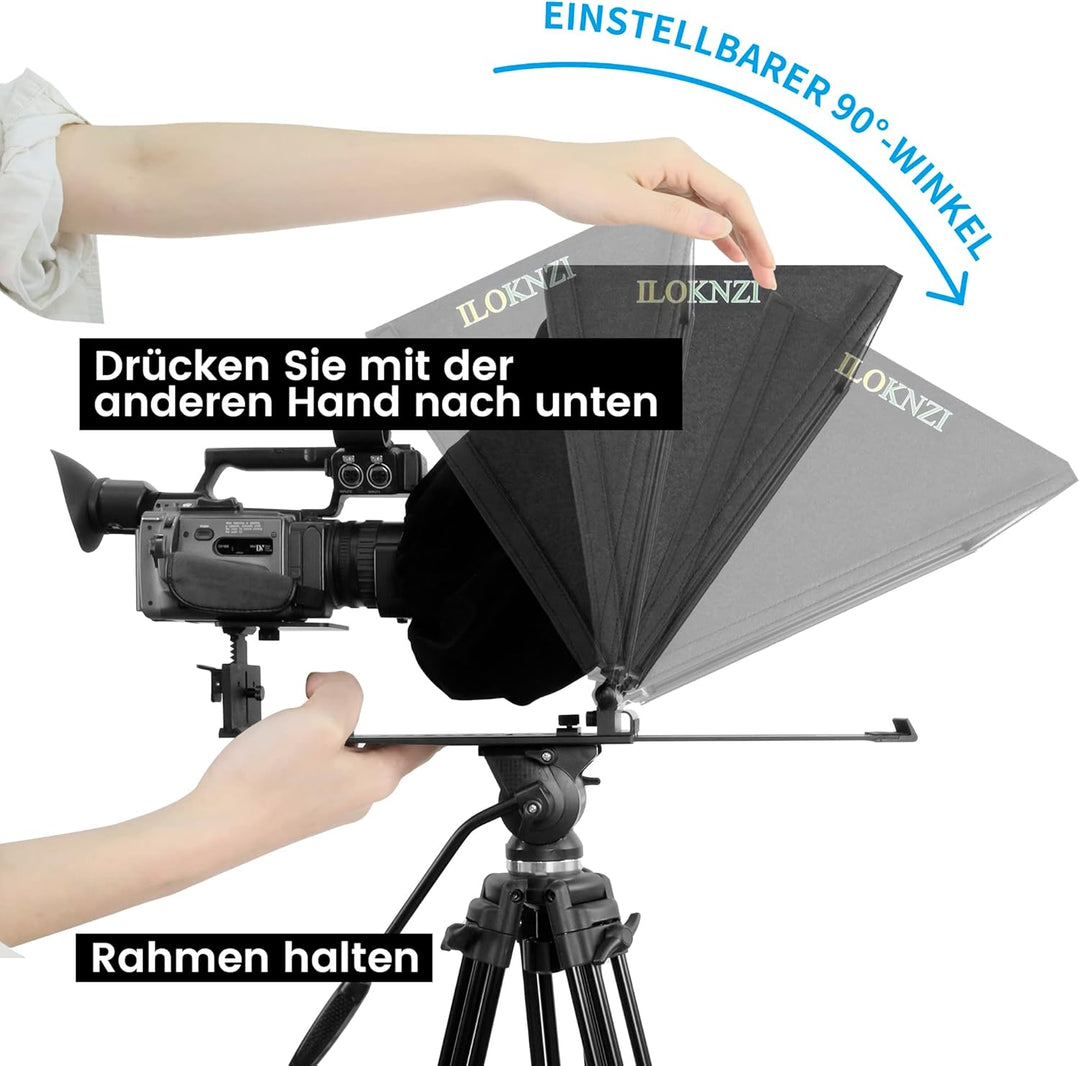 18 Zoll Drehbar Teleprompter mit Bluetooth-Fernbedienung und Beschriftungssoftware, Videoaufzeichnun
