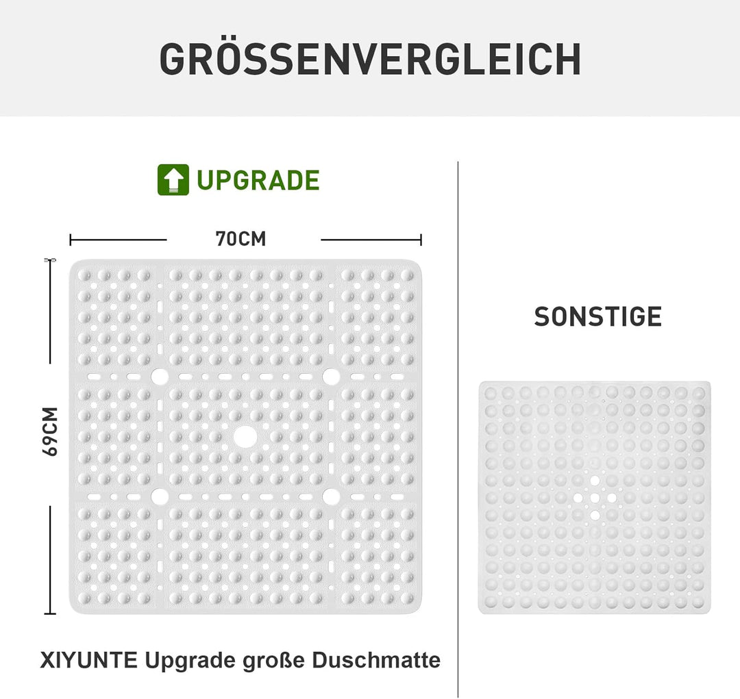 XIYUNTE Gross Duschmatte rutschfest Anti Schimmel - 70x70cm XL Quadratische rutschfeste Duschmatten