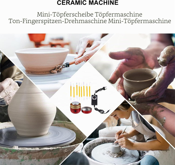 Gatuida Mini Töpferscheibe Elektrisch: Drehscheibe Töpfern Töpferset für Zuhause 8cm Pottery Wheel T