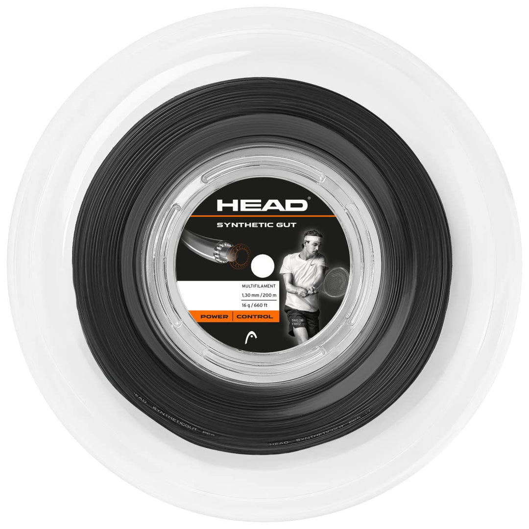 HEAD Unisex-Adult Synthetic Gut (200m Reel) Tennis-Saite 1.30 mm / 16 g Schwarz, 1.30 mm / 16 g Schw