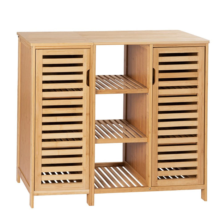 WAOHO badezimmerschränke aus Bambus,Badezimmer Regal,Sideboard Wohnzimmer,Sideboard, Bad Regal stehe