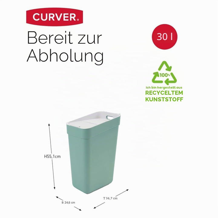 CURVER Mülleimer, 30 l, Ready to Collect – mit Wandhalterung für Wand oder Tür – Küche, Badezimmer,