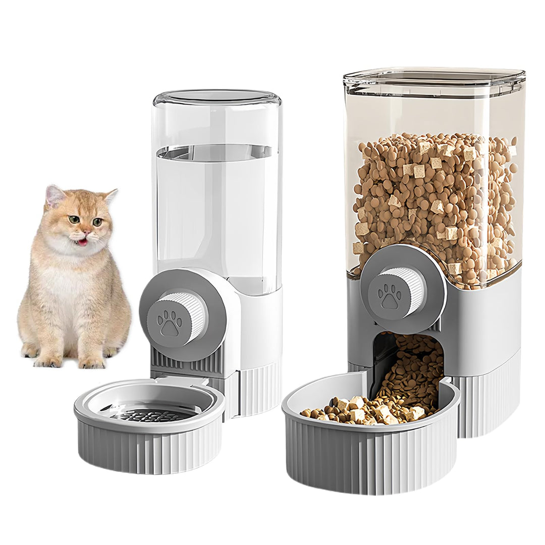 Automatischer Futter und Wasserspender: PRITOK 2 Stück Futterspender und Wasserspender für Haustiere
