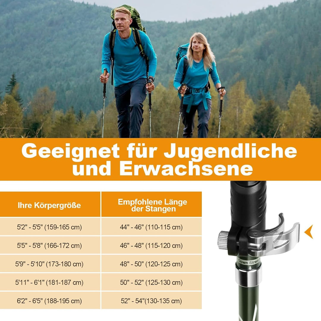 COVACURE Wanderstöcke Walking Stöcke Nordic Walking Stöcke - 110-130 cm Faltbar, Verstellbar, Telesk