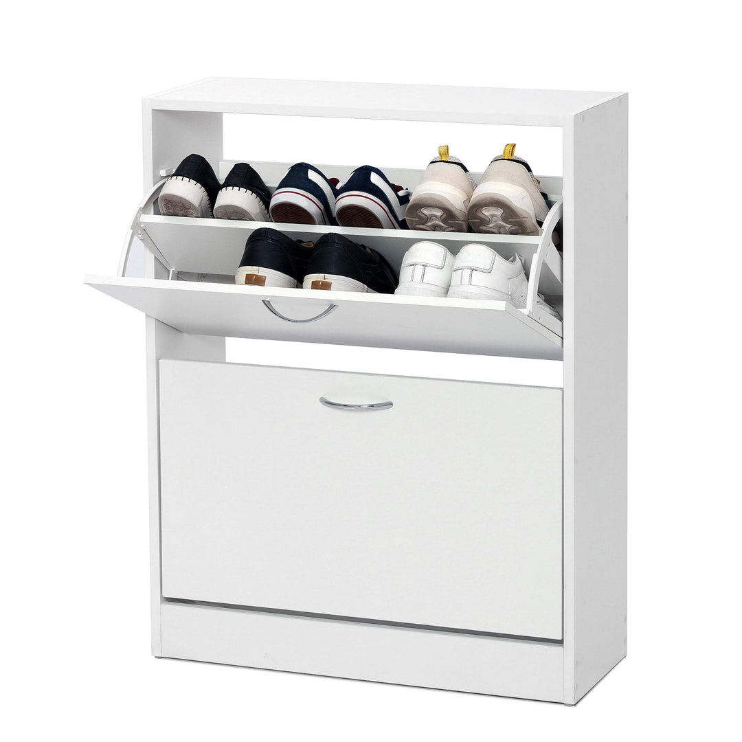 Meerveil Schuhschrank, Schuhkipper mit 2 Klappen aus E1 Holzspanplatten, Pflegearme Melaminbeschicht