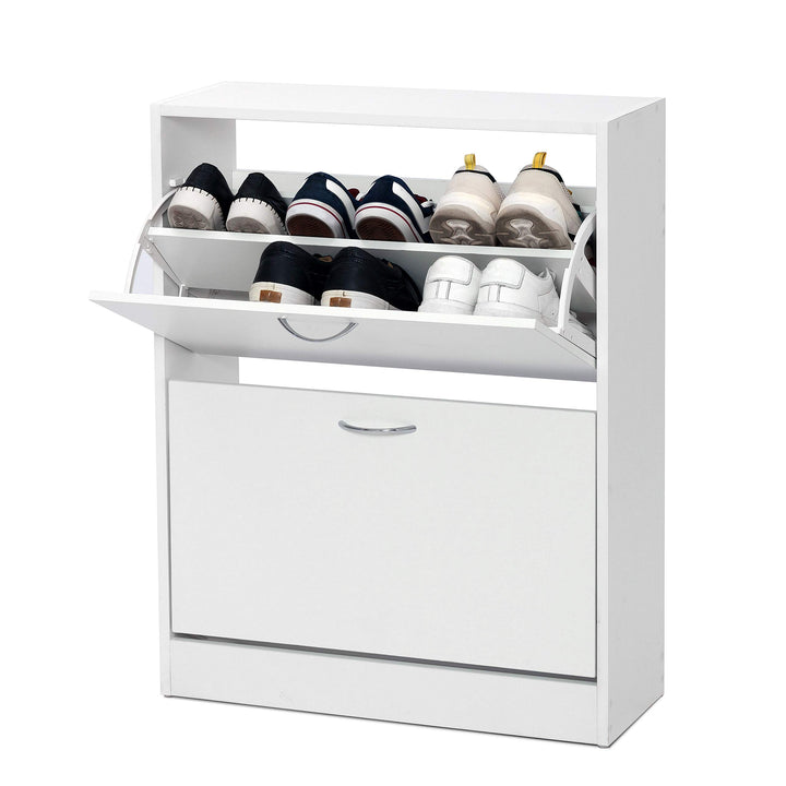 Meerveil Schuhschrank, Schuhkipper mit 2 Klappen aus E1 Holzspanplatten, Pflegearme Melaminbeschicht