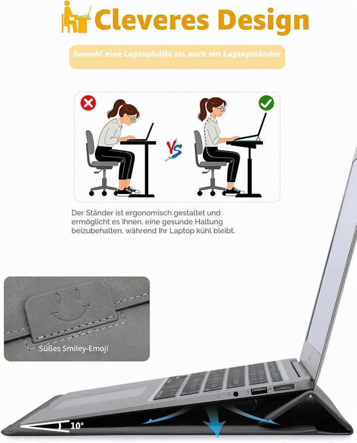 HYZUO 13,3-14 Zoll Laptop Hülle Laptophülle mit Standfunktion für MacBook Pro 14 M4/M3/M2/M1 Pro/Max