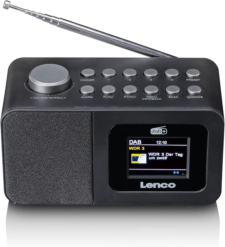 Lenco CR-625BK Radiowecker mit DAB+/FM, 2,4" Farbdisplay dimmbar, Doppelalarm, Sleeptimer, Schlummer