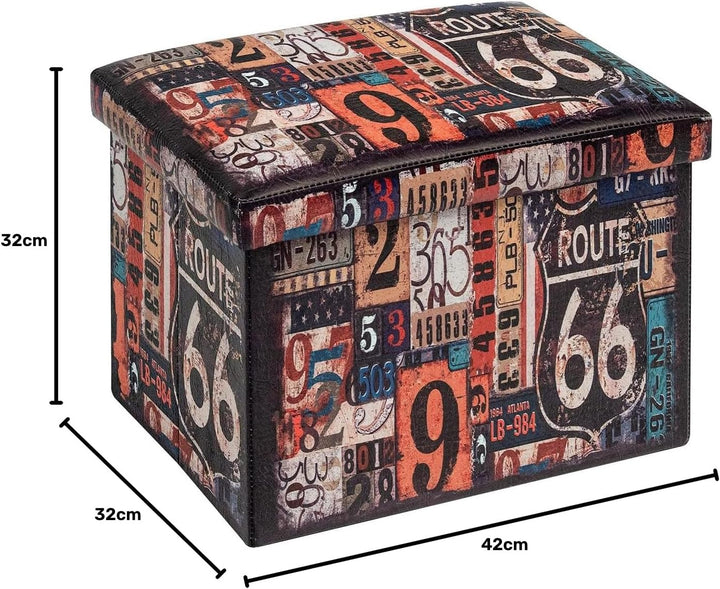 Bonlife Retro Kunstleder Hocker, Faltbarer Aufbewahrungshocker, Platzsparender Fusshocker für Wohnzi