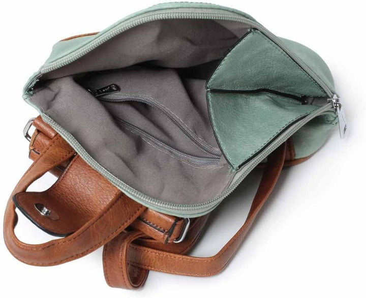 Damen Rucksack Schultertasche Umhängetasche BackPack Handtasche Crossover Crossbody Henkeltasche Rei