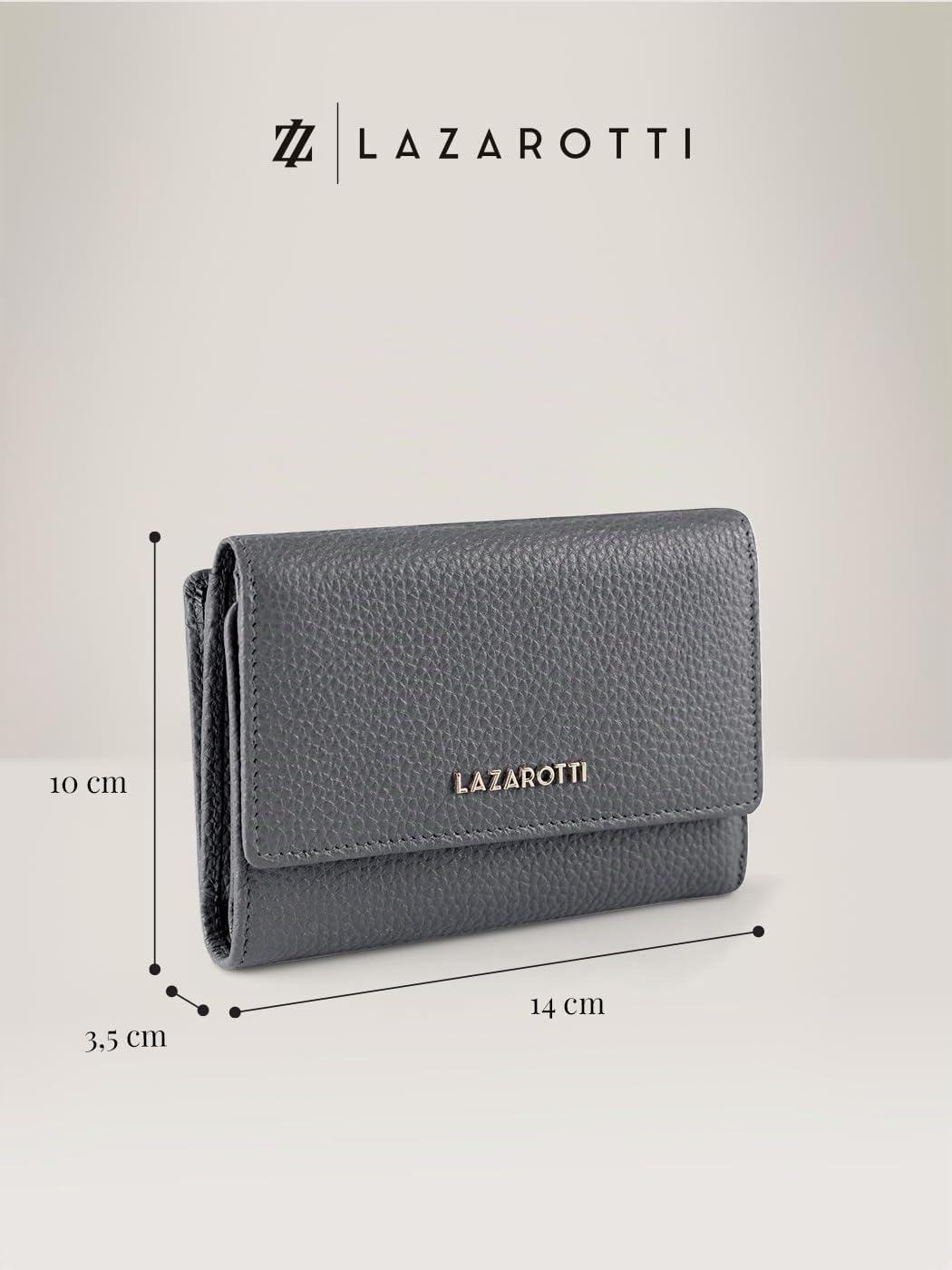 Lazarotti Bologna XL Leder Damen-Geldbörse | grosses Reissverschlussfach, 15 Kartenfächer, RFID-Schu