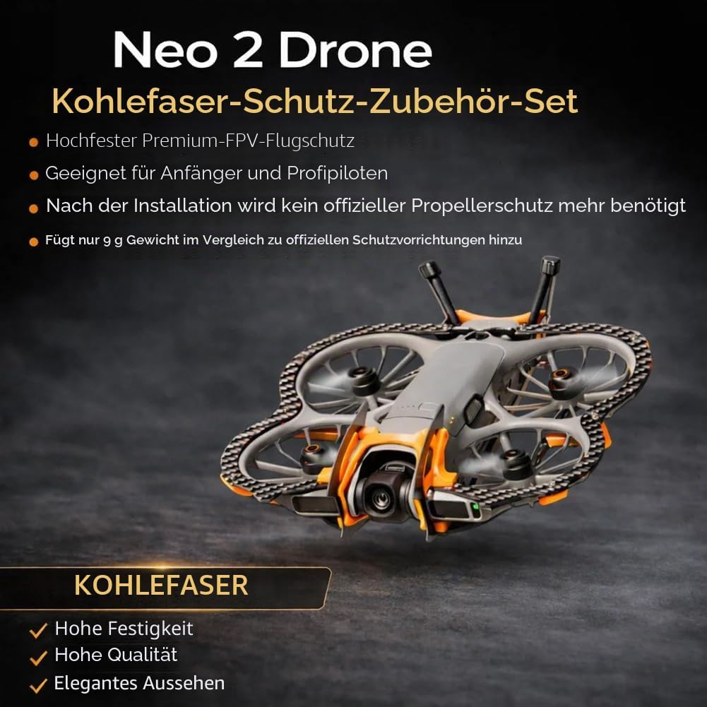 Carbon Fiber Armor Protection Kit Kompatibel mit DJI Neo 2 - Leichte, stossfeste Abdeckung mit Gimba