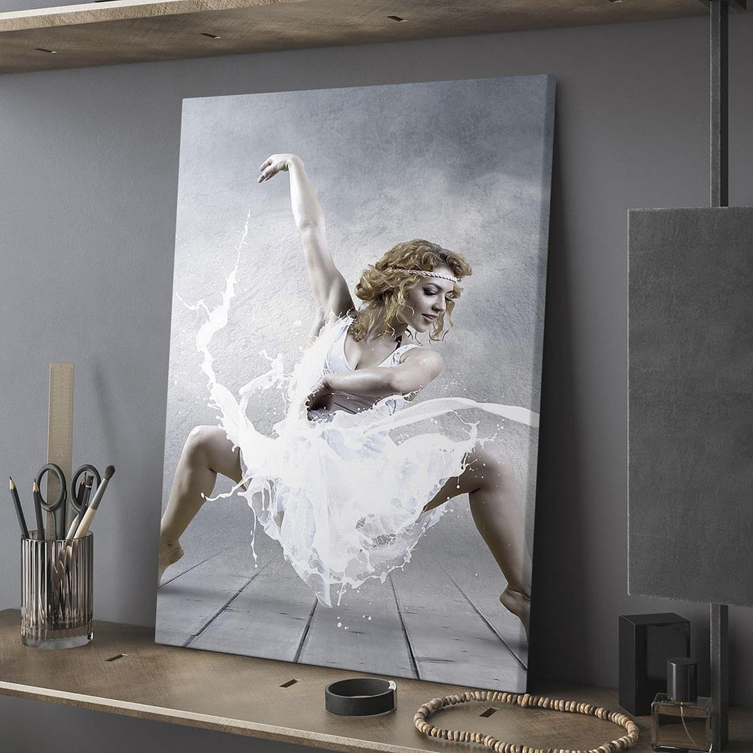Bilder auf Leinwand 55x100cm Leinwandbild mit Rahmen Frau Tänzerin Ballett Gross Wanddeko Bild Schla