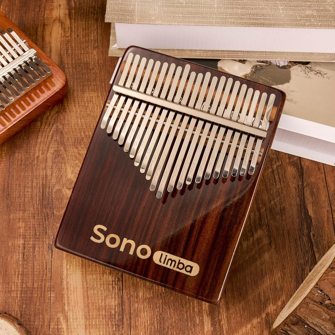 Kalimba "Sonolimba" mit 21 Schlüsseln in C - Dur aus Rosenholz - Daumenklavier inkl. Set mit Liederb