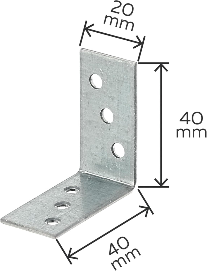 Alberts 846411 Winkelverbinder | sendzimirverzinkt | 40 x 40 x 20 mm | 100er Set 40 x 40 x 20 mm / 1