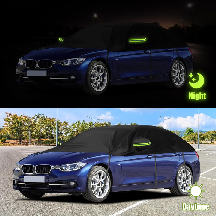 Universelle Halbgarage für Autos 323 * 150 * 49cm, Autoabdeckung Wasserdicht Ersatz für BMW 3 Series