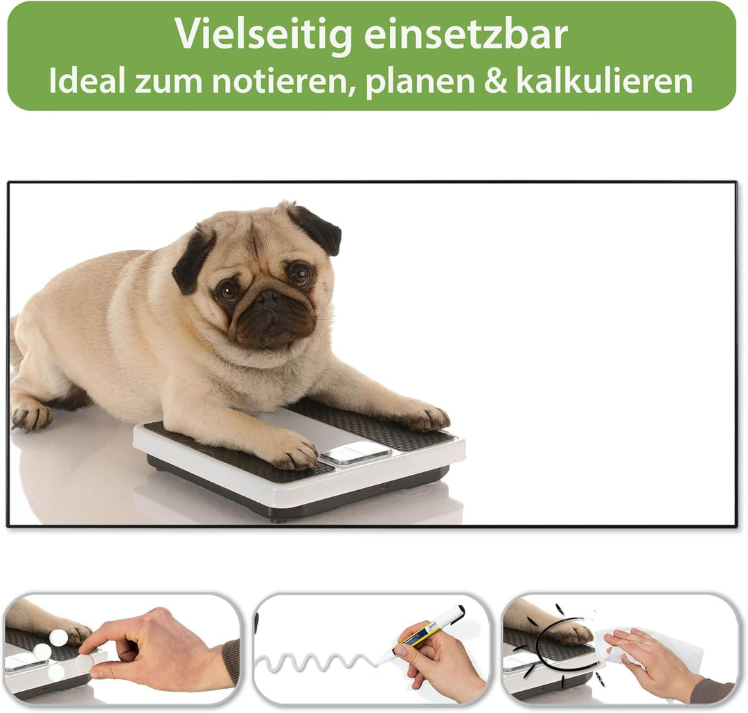 banjado Magnettafel schwarz 78 x 37cm / Magnetwand Metall/Magnetpinnwand als Memoboard/Pinnwand Magn