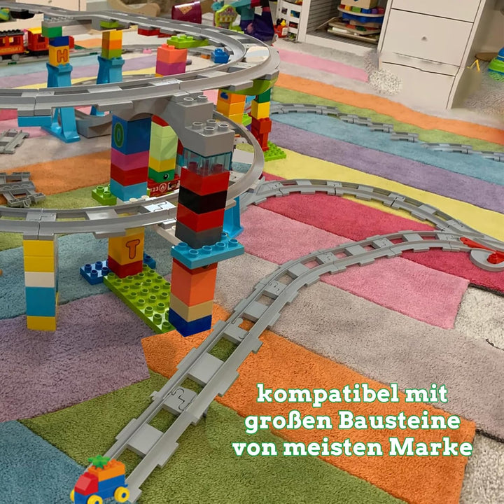 Bausteine Schienen Set, Spielzeug Eisenbahnschienen,bestehend aus Cross Track Gerade, Kurven Schiene