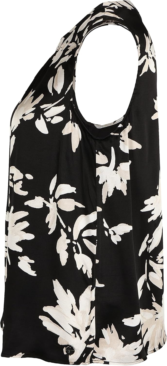 Tamaris Damen AVEIRO AOP Gewebtes Rundhalsausschnitt Top, Black Flower Aop