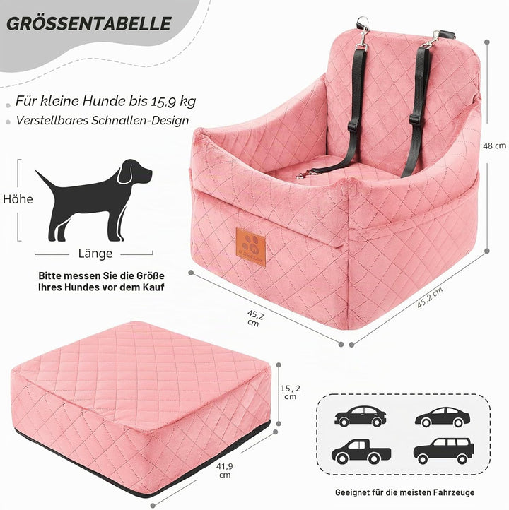 GL GLENSLAVE Hunde-Autositz für kleine/mittlere Hunde, Hundeautositz mit Dicker Polsterung unter 35