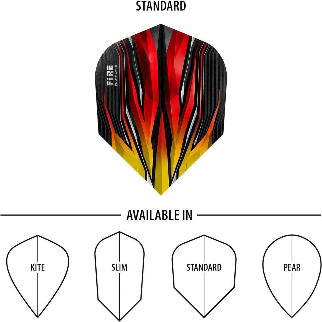 Harrows Extra starke Dart Flights – 5er-Set – insgesamt 15 Dart-Flights flame Standard, flame Standa