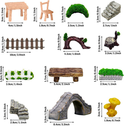 Cayway 83 Stück Miniatur Feengarten Zengarten Zubehör, Miniatur Ornament Kit, Miniatur Gartendekorat