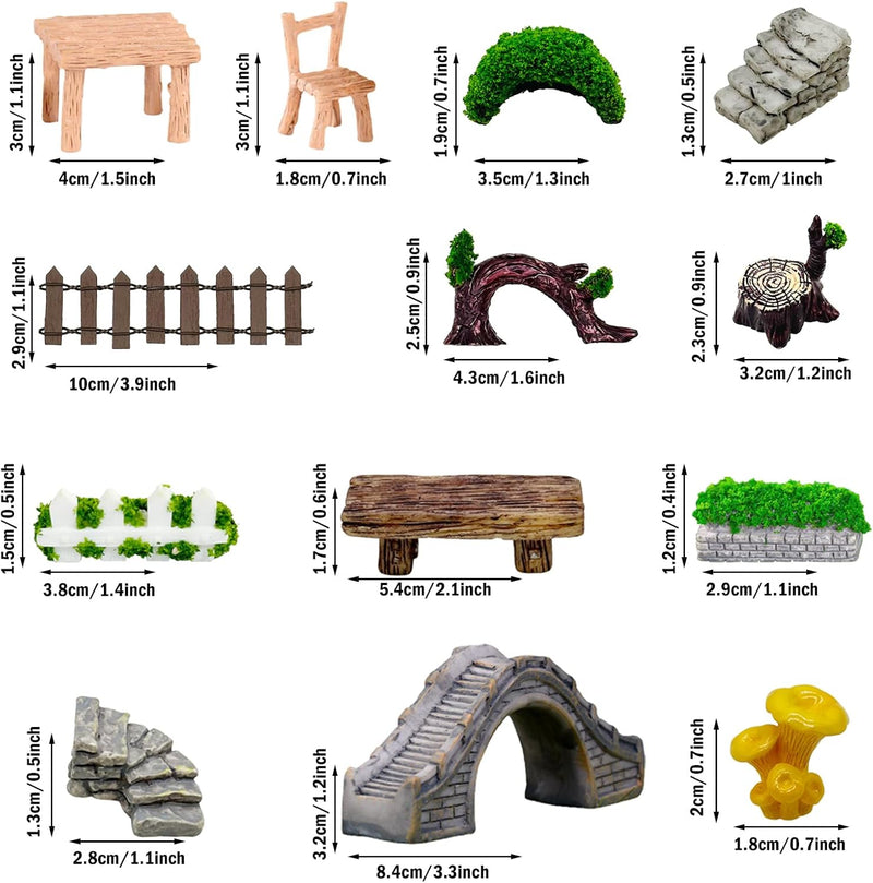 Cayway 83 Stück Miniatur Feengarten Zengarten Zubehör, Miniatur Ornament Kit, Miniatur Gartendekorat
