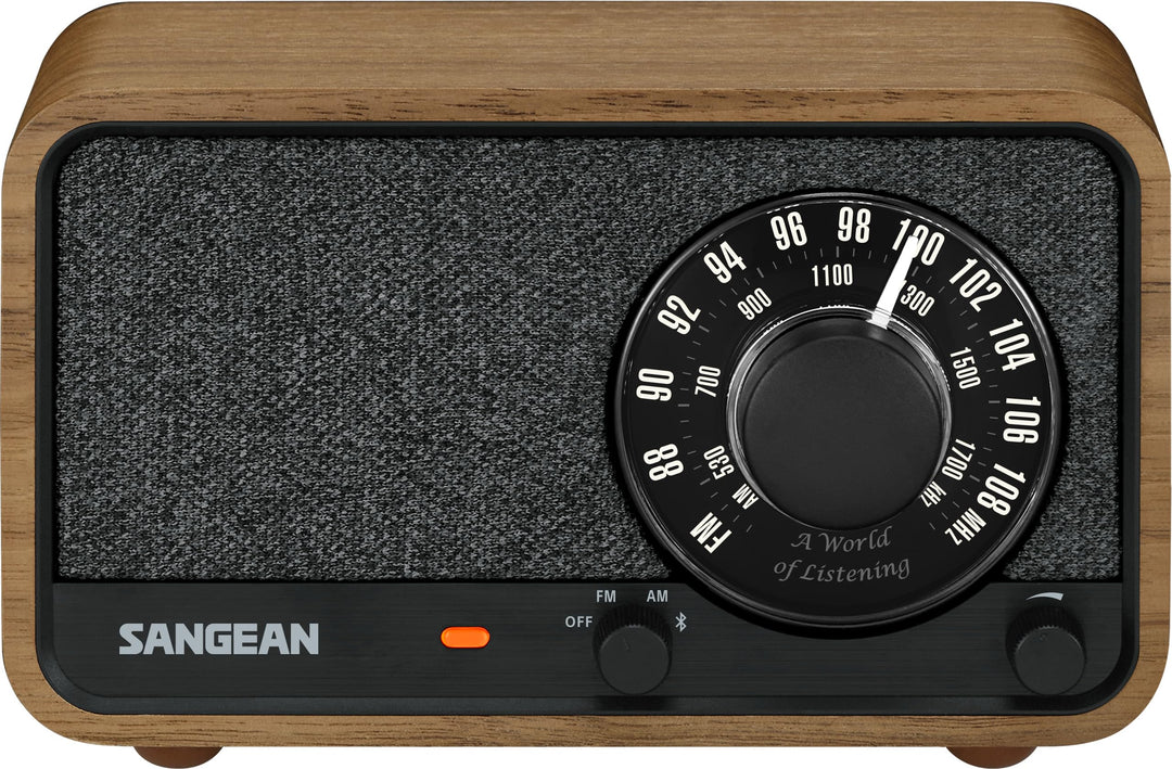 SANGEAN WR-8 – Tragbares Vintage Radio mit Bluetooth Lautsprecher, FM-Empfang, integriertem Akku, Ec