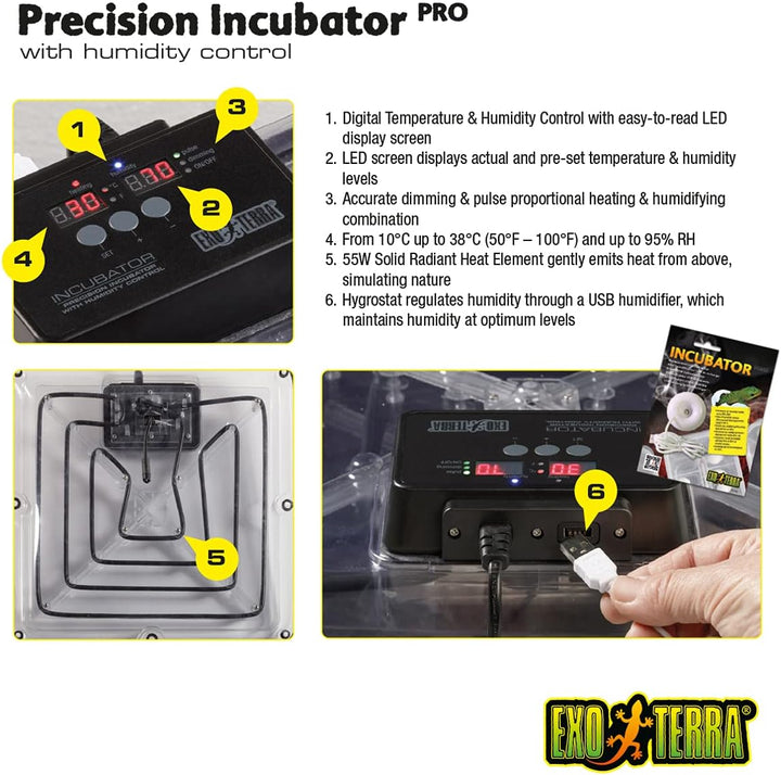 Exo Terra Inkubator Pro, Präzisionsinkubator für Reptilieneier, Inkubator mit Feuchtigkeitsregulieru