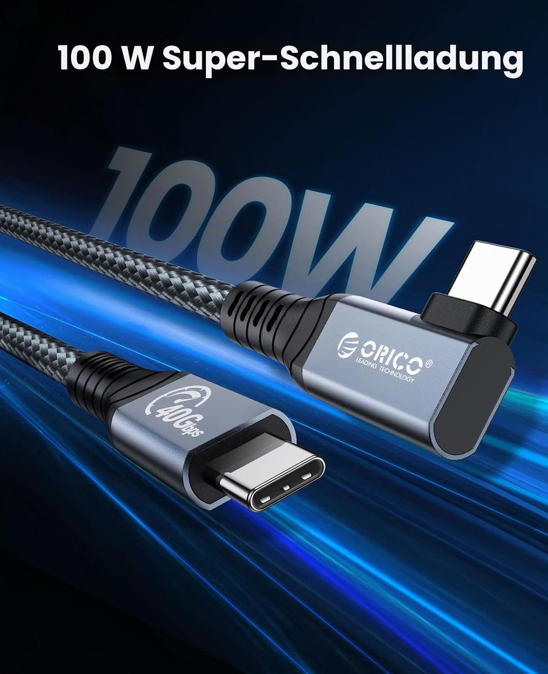 ORICO Kabel für Thunderbolt 4, Kompatibel mit Thunderbolt 3/USB4, Übertragungsrate 40Gbps, 8k@60Hz (