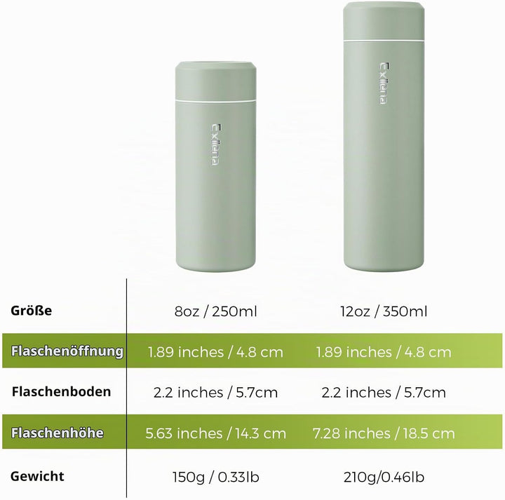 Mini Thermosflasche 350ml mit Edelstahl-Deckel, Trinkflasche Klein Doppelwandige Vakuum–Ultra-Kompak