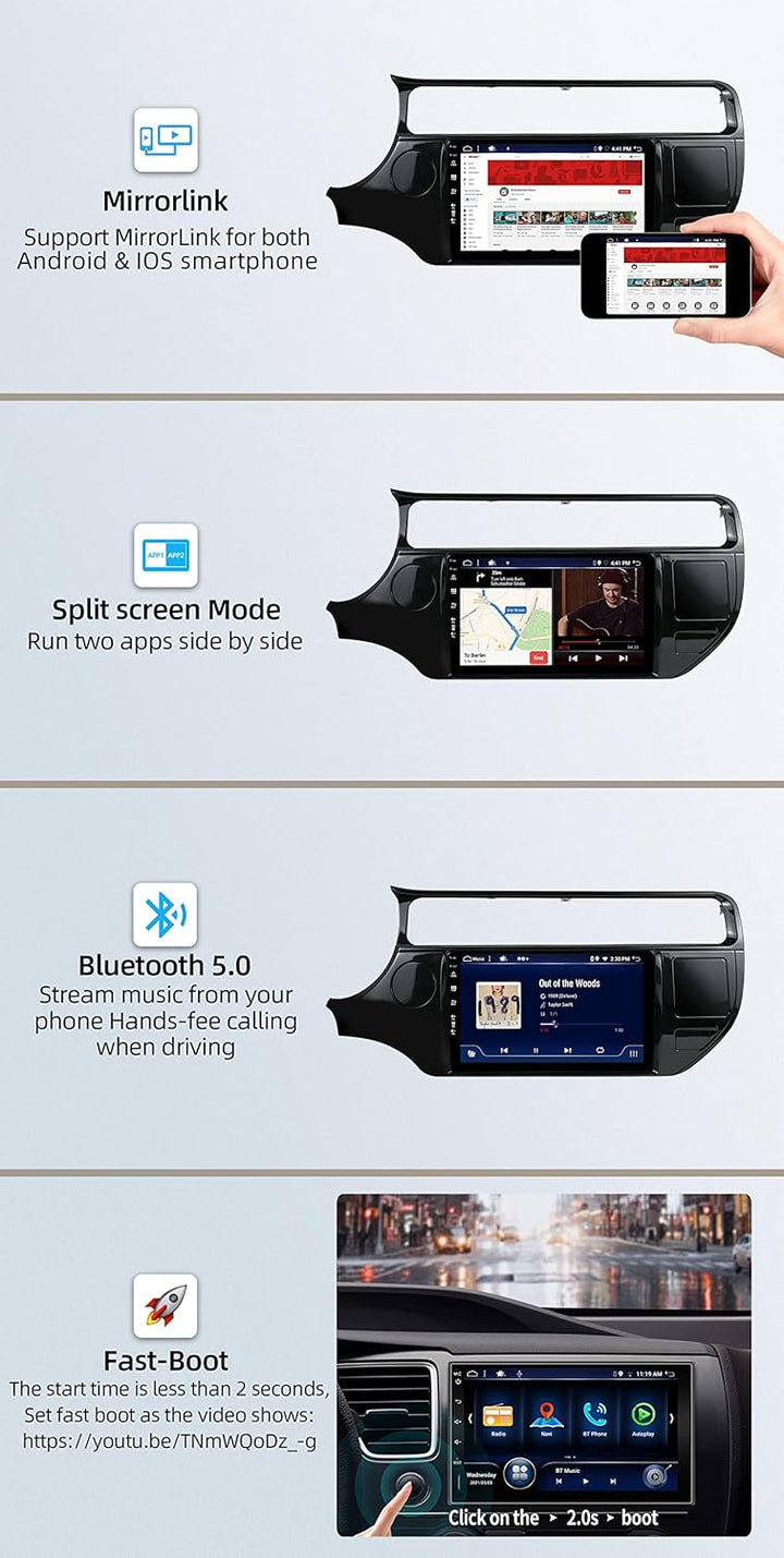 JOYX - [6G+128G] - Android 12 IPS Autoradio Passt für KIA Rio 4 K3 (2011-2017) - Kabellos CarPlay/An