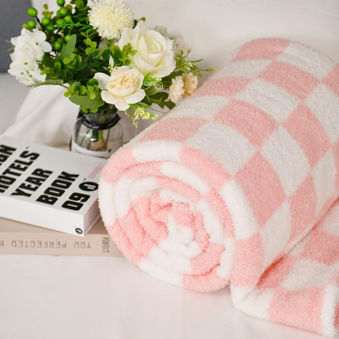 DREAMLANDING Schachbrettdecke, Kariert, Gingham-Überwurf, Flauschig, Gemütlich, Dick, Warm, Weiche M