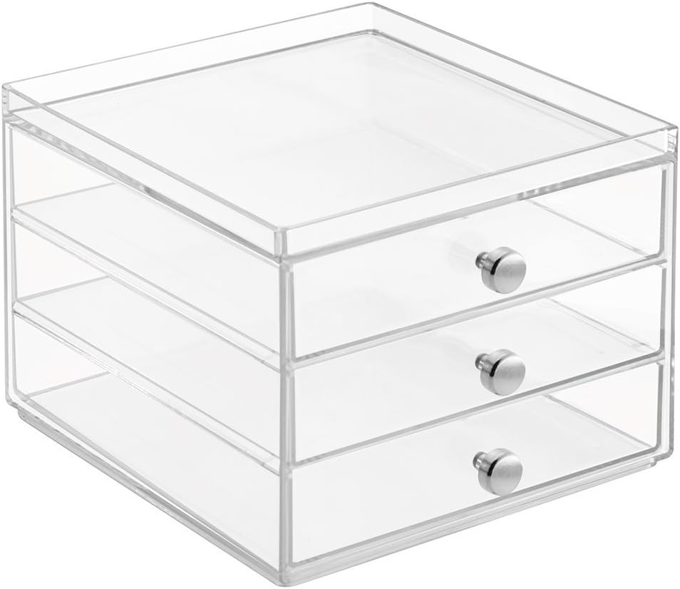iDesign 37060EU Clarity 3 Stapelbare Schubladen Schmal, durchsichtig, 3 Stapelbare Schubladen Schmal