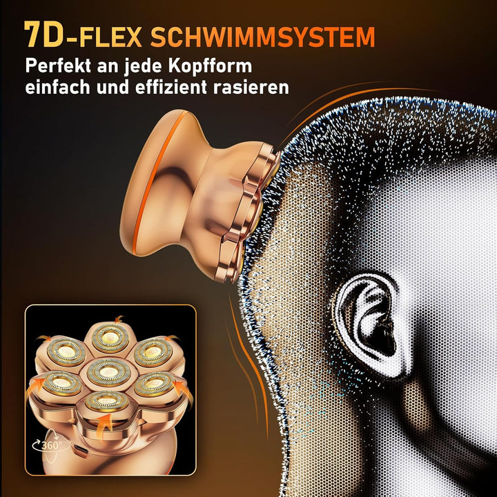 7D PRO Glatzen Rasierer Herren,MAXGROOM IPX6 Wasserdicht Kopfrasierer Glatze mit Magnetische Schwebe