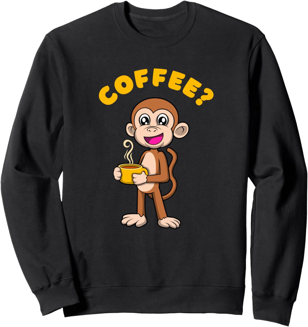 Tired Monkey Nature Montagskaffee im Büro Sweatshirt