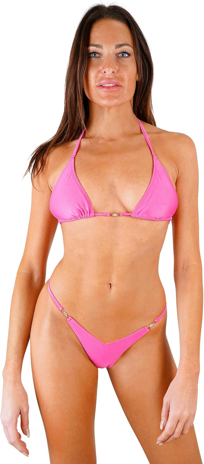 my sexy bikini - String Triangel Bikini Mini Schwarz Weiss Blau Rot Rosa Braun Orange Violett - Sédu