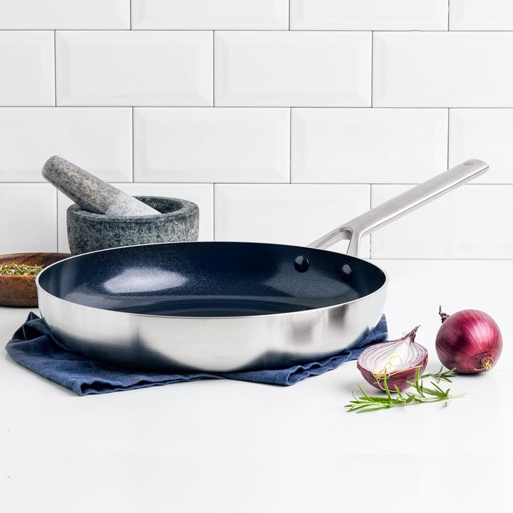 Blue Diamond Cookware Triple Steel Edelstahl Keramik Antihaft, 20 cm Bratpfanne, Tri-Ply, PFAS-frei,