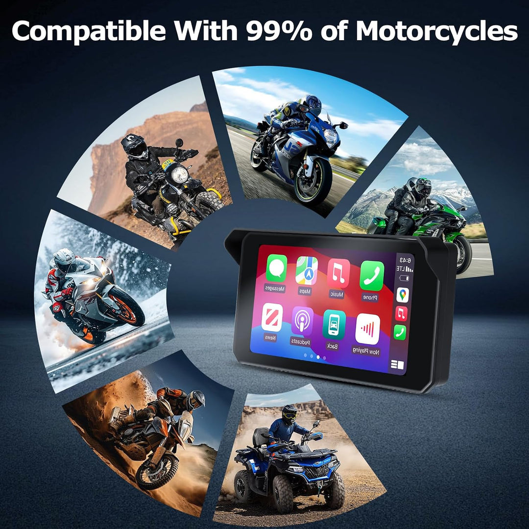 5 Zoll Motorrad Carplay Display, IP67 Ganzkörper Wasserdicht Motorrad navi Bluetooth GPS Siri/GOO-gl