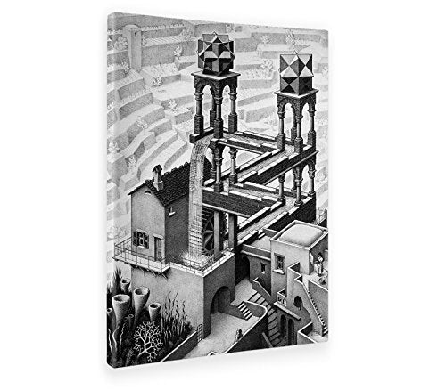 Giallobus - Bild - Druck AUF LEINWAND - Escher - Wasserfall - 50 x 70 cm, 50 x 70 CM