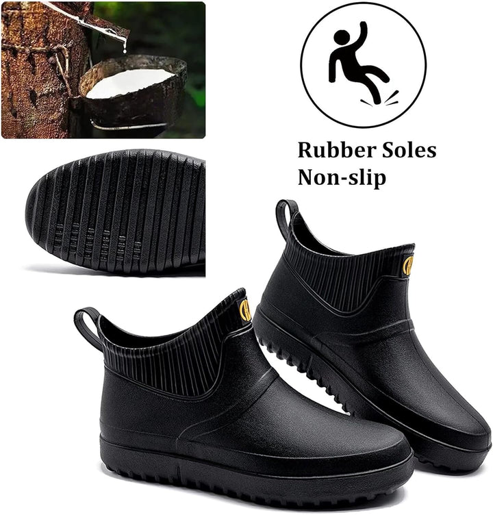 GURGER Herren Gummistiefel Kurz Wasserdicht rutschfest Stadt Regenstiefel 40 EU Schwarz A1, 40 EU Sc