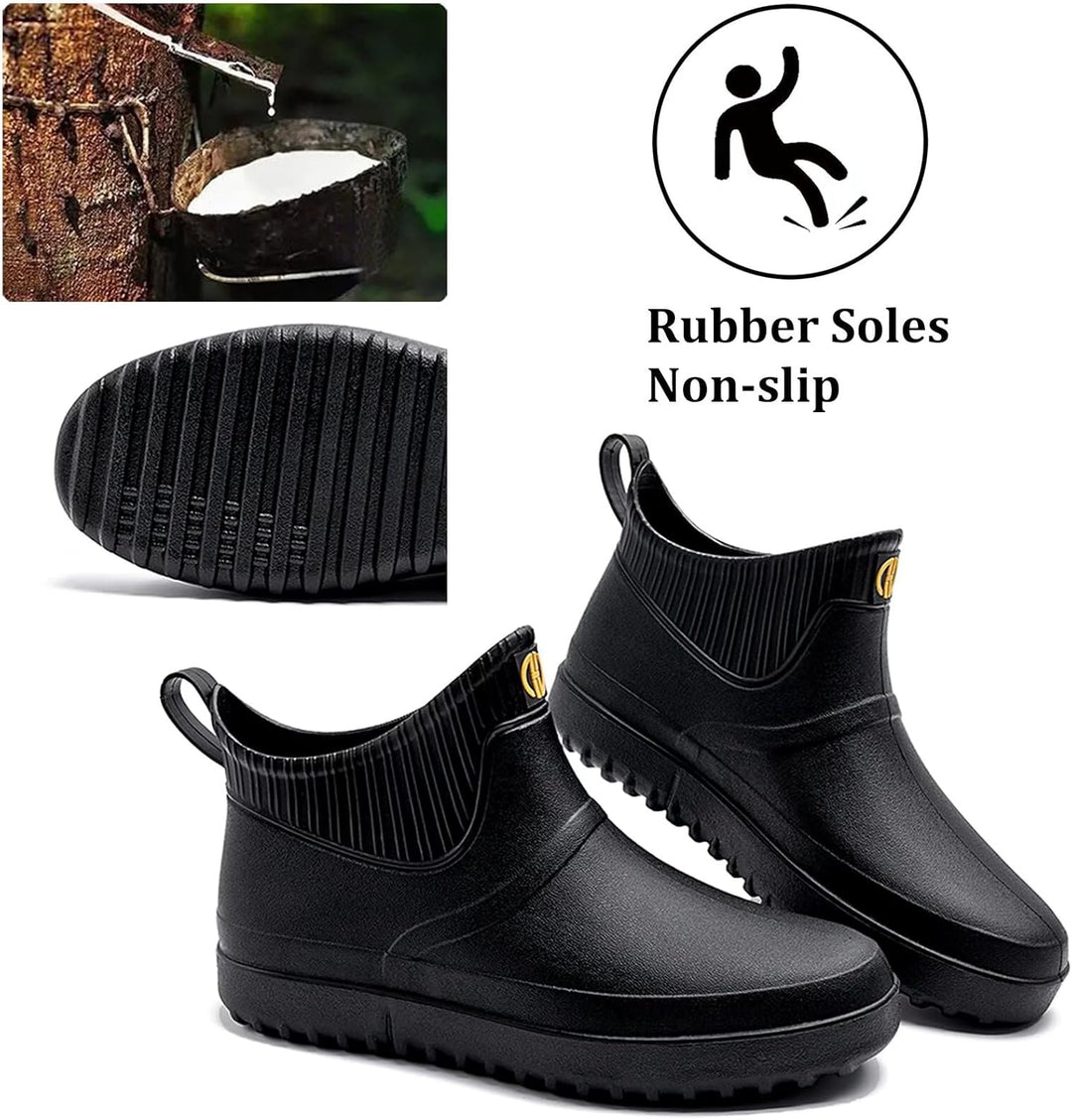 GURGER Herren Gummistiefel Kurz Wasserdicht rutschfest Stadt Regenstiefel 42 EU Schwarz A1, 42 EU Sc