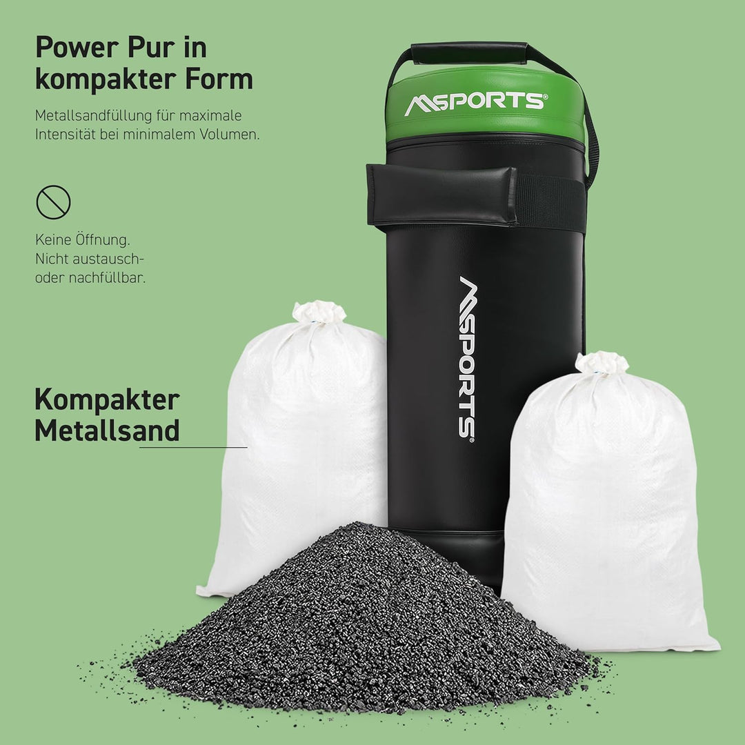 MSPORTS Power Bag Premium 5-30 kg Fitness Bag - Sandsack für Functional Fitness Gewichtssack 15 kg