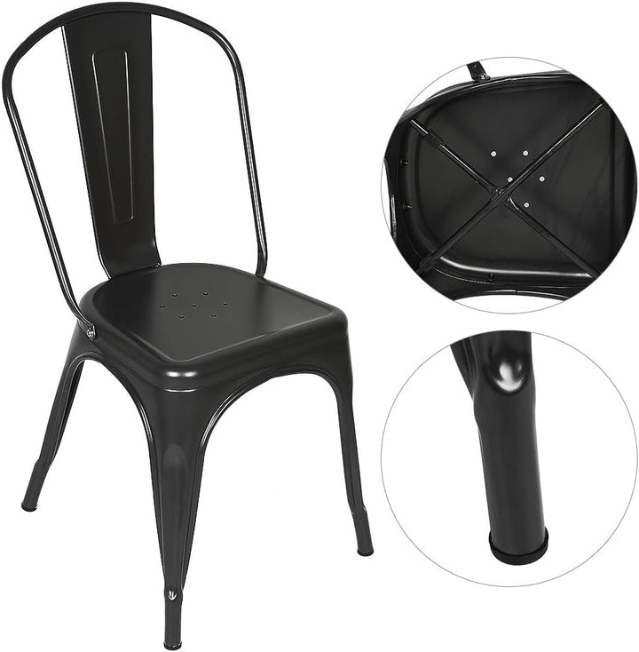 YJIIJY 4er Set Metall Esszimmerstuhl Stapelbarer Stuhl im Industriestil für Bar/Kaffee/Restaurant (s