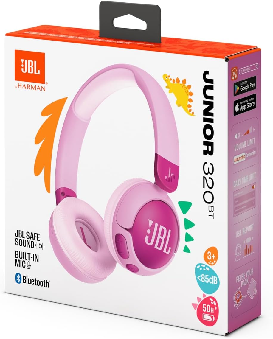 JBL Junior 320 BT, Kabellose On-Ear Bluetooth-Kopfhörer mit eingebautem Mikrofon für Kinder, 50 h Wi
