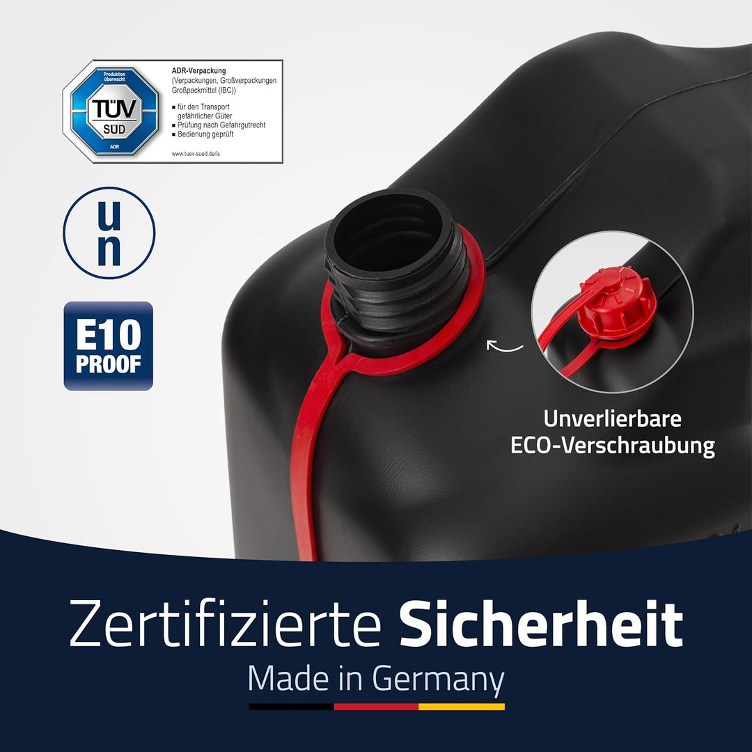 hünersdorff Kraftstoff-Kanister 862800 COMPACT 10l für Benzin, Diesel und andere Gefahrgüter, UN-Zul