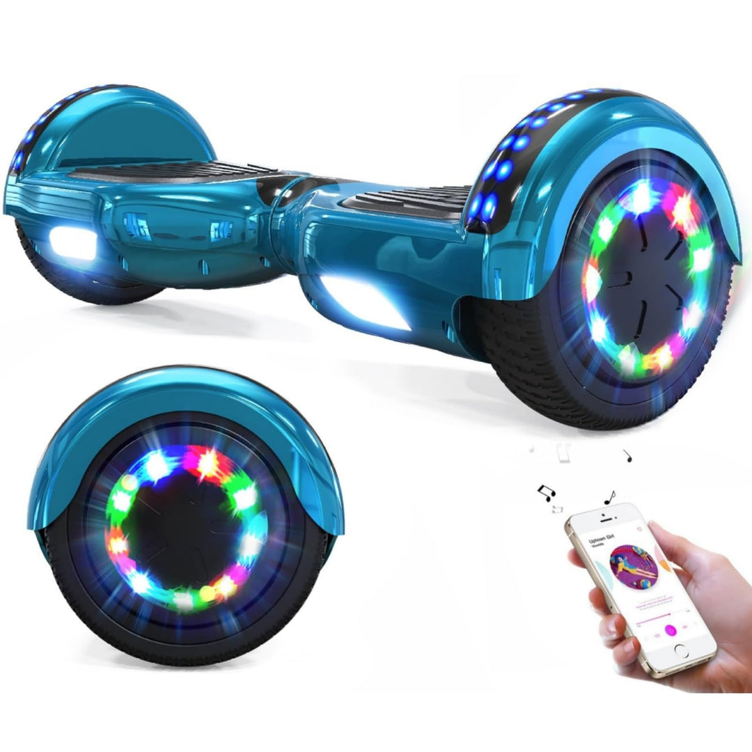 GeekMe Hoverboards 6.5”Zweimotoren 2-Rad-Hoverboards Hoverboards mit LED-Leuchten Bluetooth Cyan, Cy