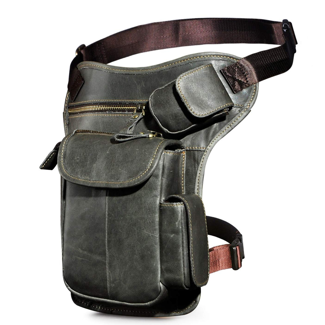 Le'aokuu Herren Echtes Leder Tasche Beinbeutel Beintasche Aussenbeintasche Hüfttasche Drop Leg Thigh