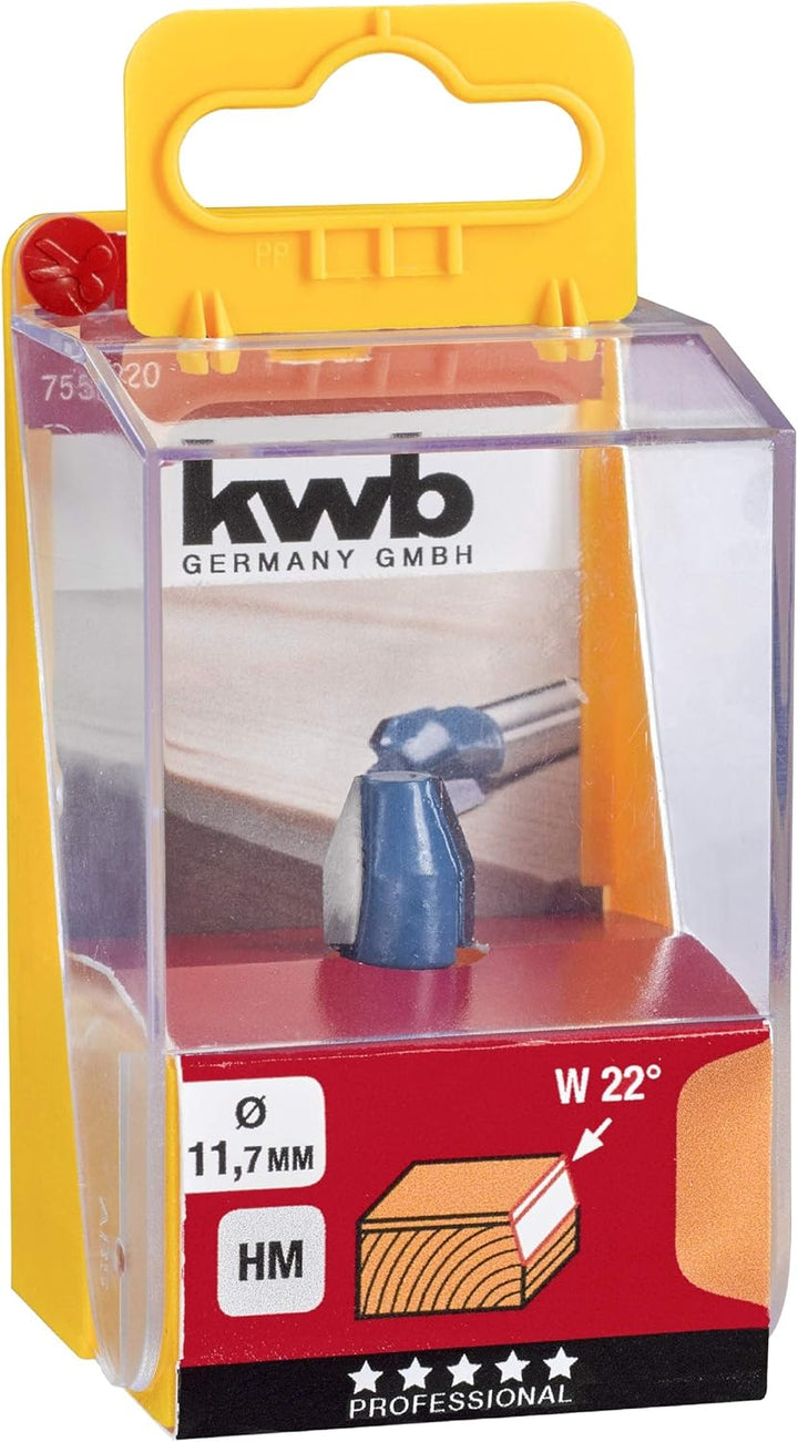 kwb Kantenfräser Ø 11,7 mm, hartmetallbestückt mit präzisem Spannschaft und optimierter Schneidengeo